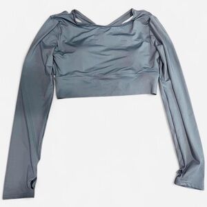 SHEIN Long Sleeve Blue Workout Top